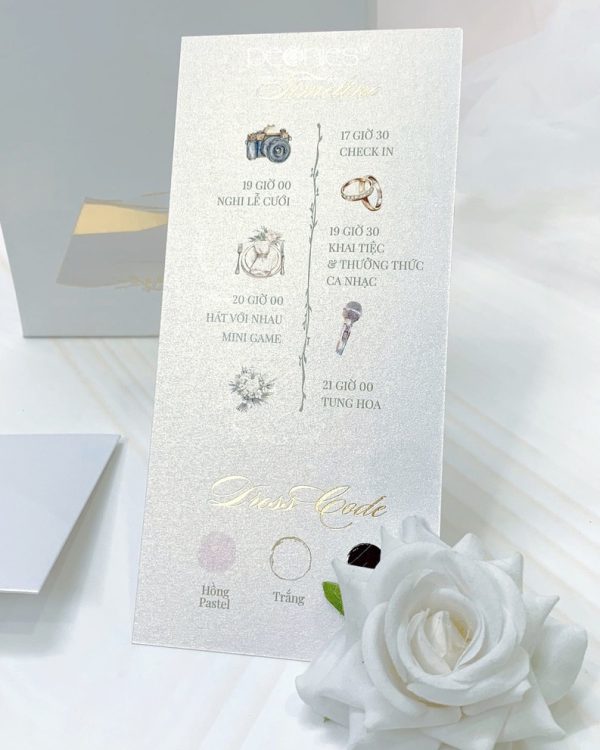 Luxury Gold Foil Acrylic Trifold White Wedding Invitation - Image 2
