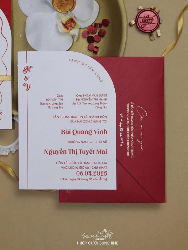 Thiệp cưới đỏ hiện đại - Image 3